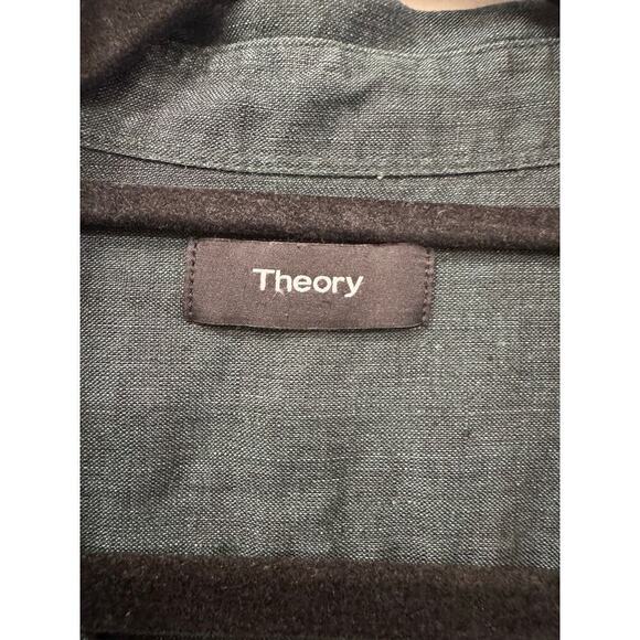 Theory Men's XXL Forest Green Short Sleeve Button Down Linen - Picture 4 of 6